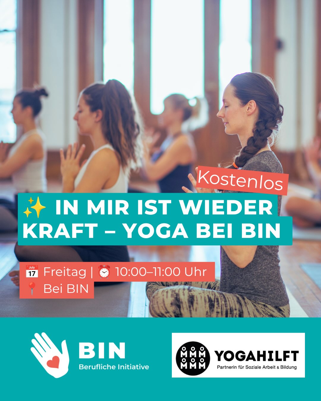🤝 Neue Kooperation bei BIN! 🧘‍♀️
Wir freuen uns, unsere Zusammenarbeit mit YOGAHILFT bekannt zu geben.
Durch diese Kooperation können unsere Besucher*innen künftig am Angebot PSY Yoga (psychosensibles Yoga) von YOGAHILFT teilnehmen.

Wir freuen uns auf die gemeinsame Zusammenarbeit! 🍀💜

#BINHamburg #YOGAHILFT #Kooperation #PsychosensiblesYoga #hamburg