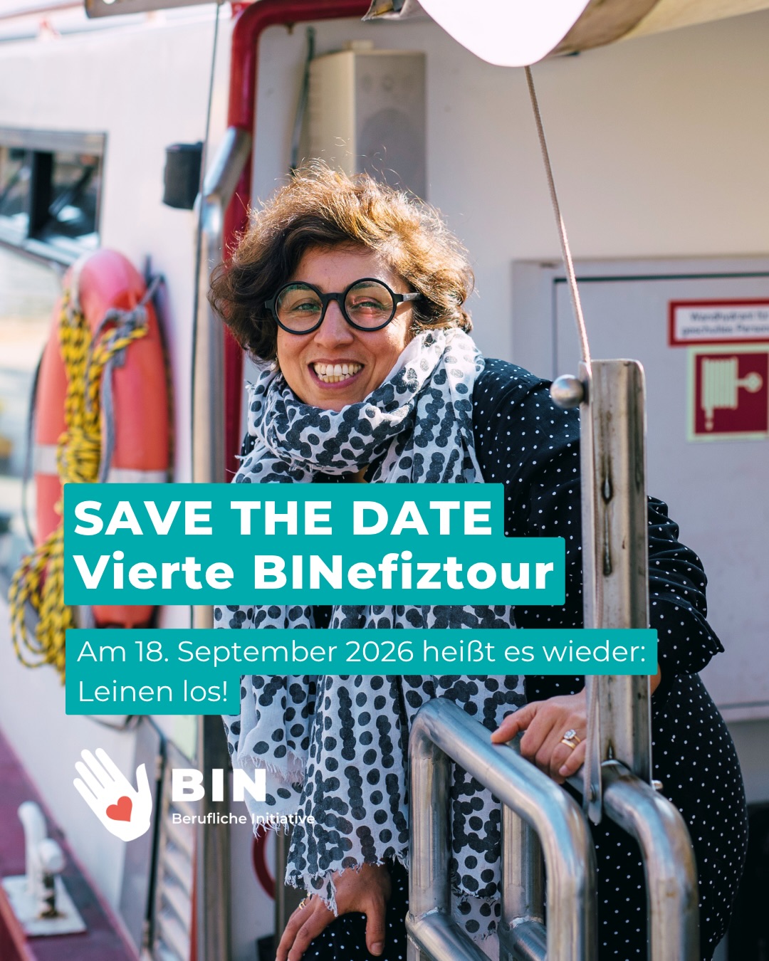 🚢 Save the Date: BINefiztour 2026! ❤️

Unsere vierte BINefiztour steht an!
Ein besonderer Tag auf und an der Elbe mit Begegnungen, Austausch und ganz viel BIN-Spirit. ✨

📅 18. September 2026 | ab 12 Uhr
💌 Anmeldung: ich@bin.hamburg

Wir freuen uns auf euch! 🛳️❤️